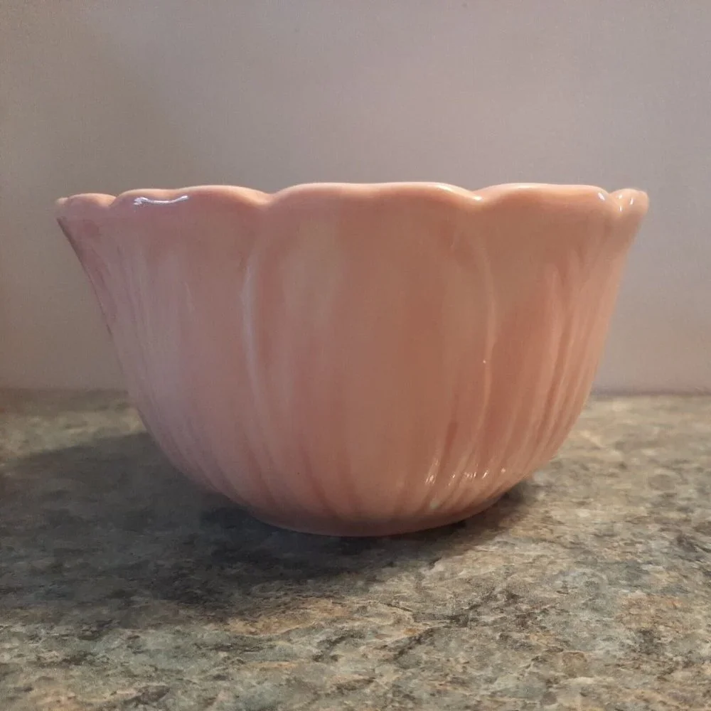 Pier 1 Pink Bowl Earthenware Flower Petals Audrey